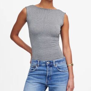 Madewell Black and White Gingham Low Back Top!